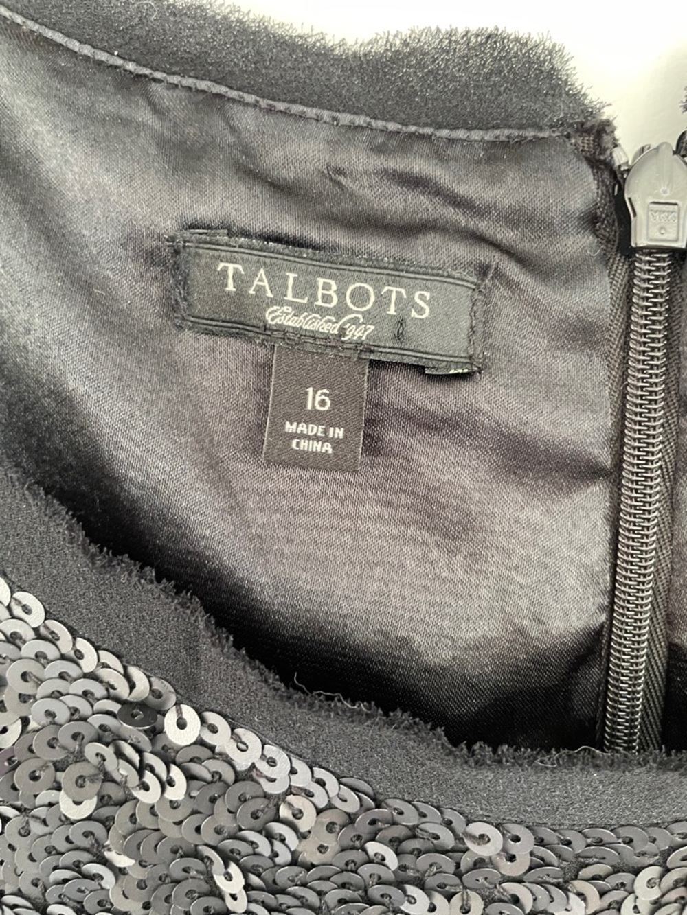 Talbots Black Sequin Sleeveless Shift Dress - Picture 2 of 5